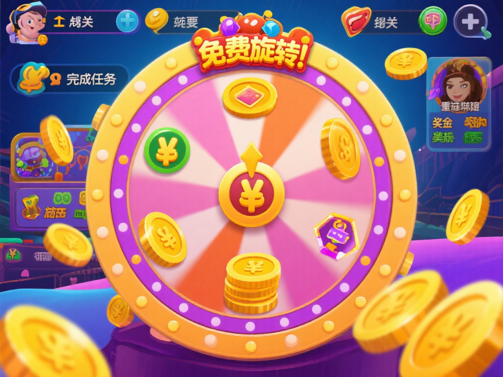 具体来说，游戏的主要玩法是通过旋转或闯关，赢取金币